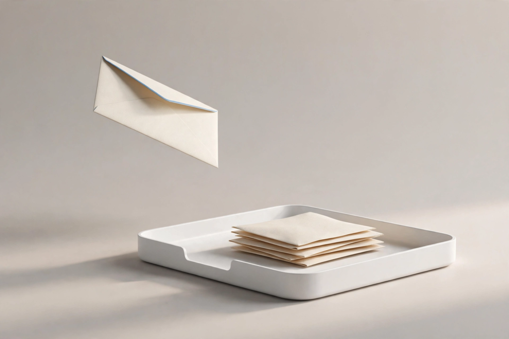 Minimal illustration of an inbox with envelopes